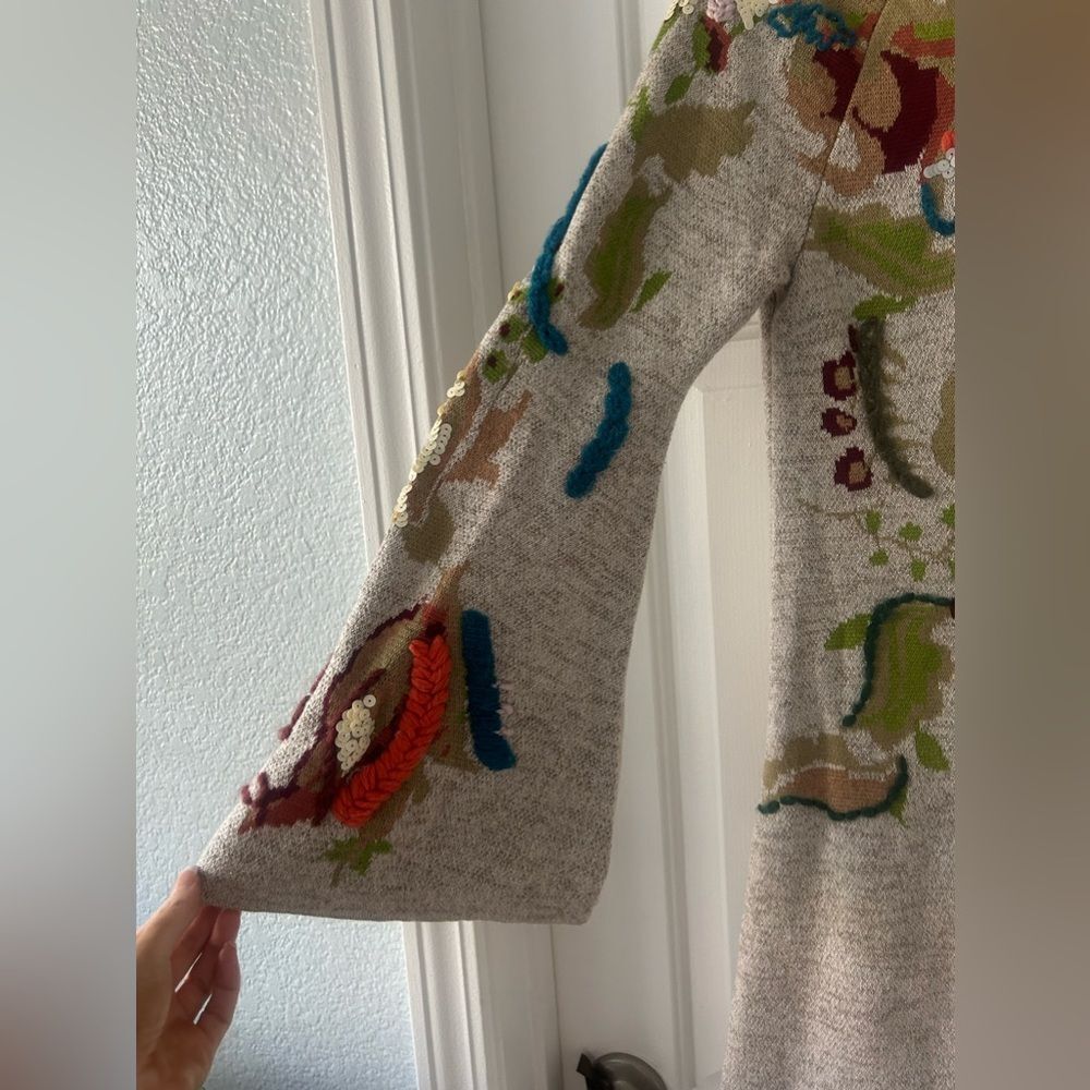 Anthropologie knitted and knotted petals swing dress sweater dress embroidered - Picture 8 of 12